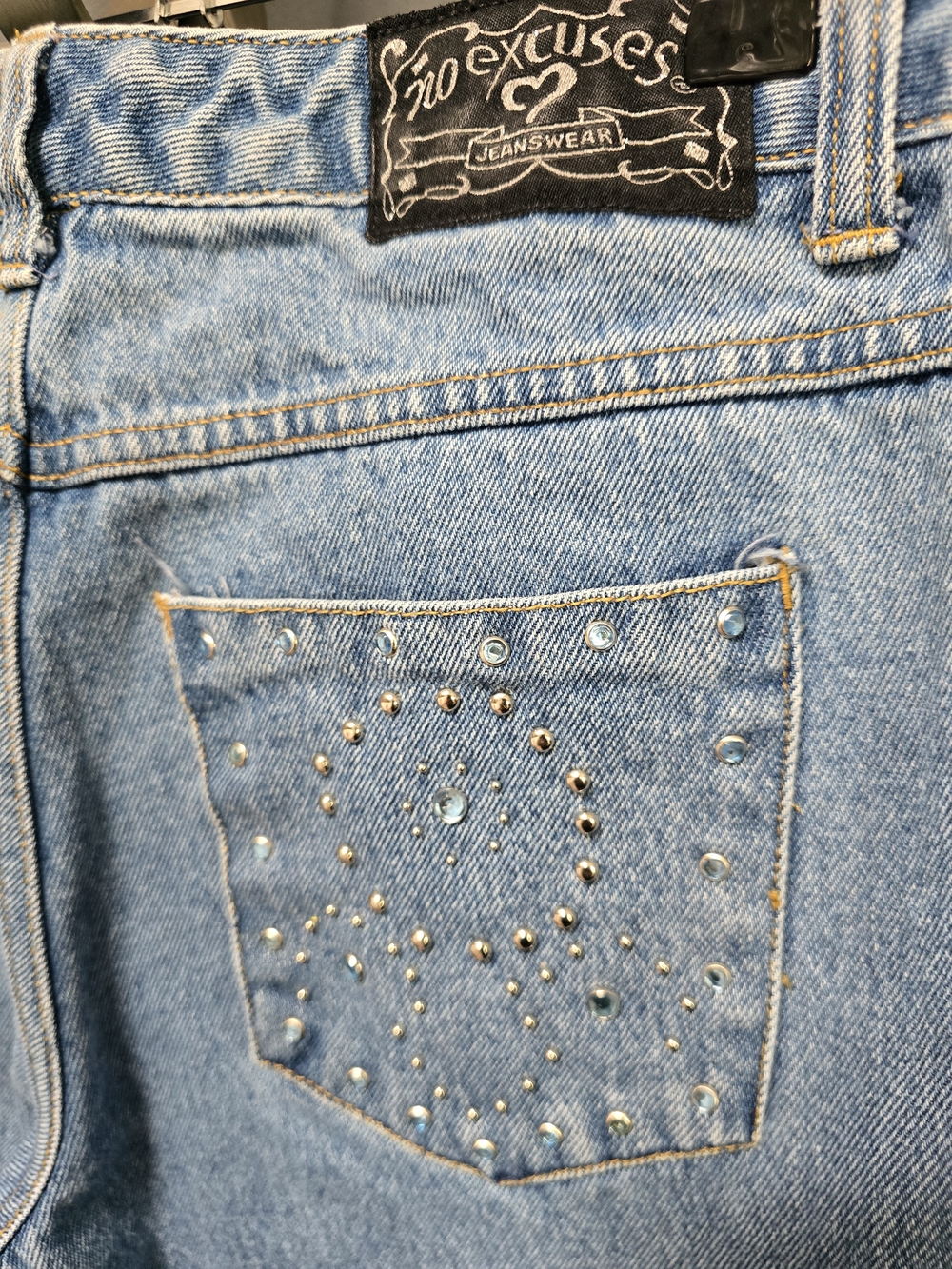 Mid-Rise Light Blue Flare Jeans - No Excuses Jeanswear - Picture 6 of 7
